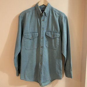 Vintage 90s TRUE IDENTITY 100% Cotton Chambray Denim Shirt Shacket Mens Size S